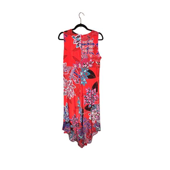 Chico’s  Red  Floral  Sleeveless  Front Twist  Jagged Hem  Maxi  Dress  Medium - Picture 5 of 9